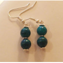 boucle d'oreille azurite chrysocolle boules 