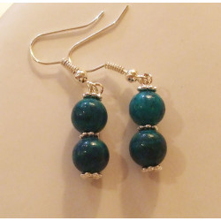 boucle d'oreille azurite chrysocolle boules 