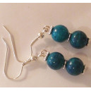 boucle d'oreille azurite chrysocolle boules 