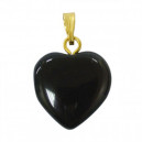 Pendentif Coeur 15mm obsidienne oeil celeste