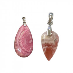 Pendentif rhodochrosite T2 argent 0.925 rhodié