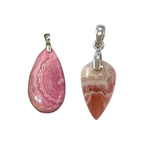 Pendentif rhodochrosite T2 argent 0.925 rhodié