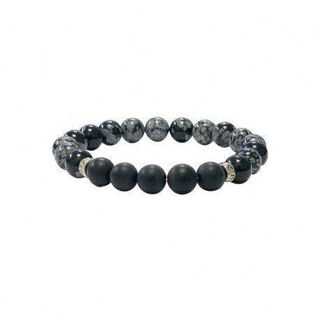 Bracelet Obsidienne mouchetée et Onyx - homme