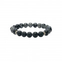 Bracelet Obsidienne mouchetée et Onyx - homme