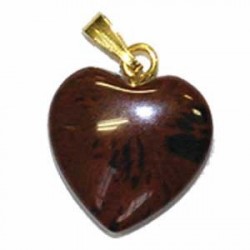 pendentif en coeur  obsidienne brune
