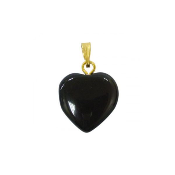 Pendentif Coeur 15mm obsidienne oeil celeste