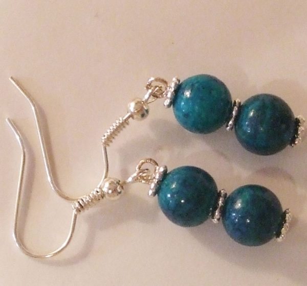 boucle d'oreille azurite chrysocolle boules