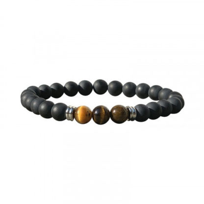 bracelet, homme oeil de tigre et onyx