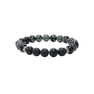 Bracelet Obsidienne mouchetée et Onyx - homme